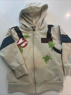 Ghostbusters 'Venkman' Kids Hoodie Zip - Light Gray with Green Slime